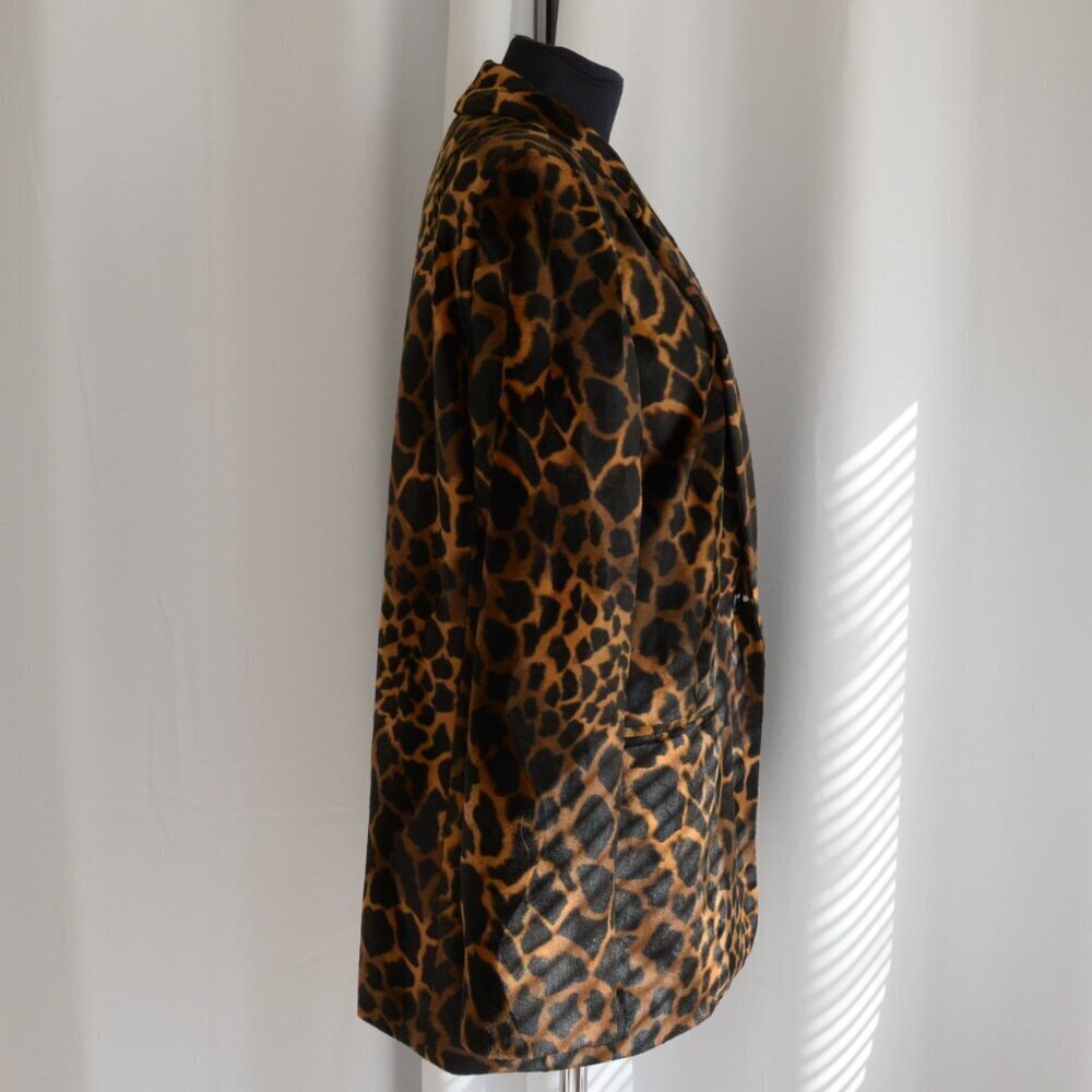 Vintage Animal Print Faux Fur Leopard Cheetah Coat Jacket Sz L/XL - Picture 3 of 8
